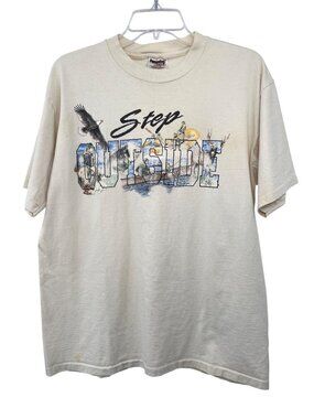 Vintage Oneita Power Pro T Shirt L Step Outside Outdoor Graphic Used